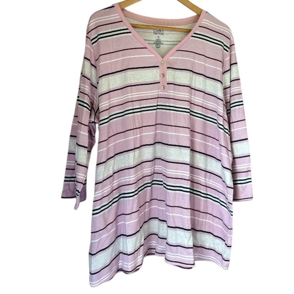 Croft & Barrow shirt 3X NEW pink Women's Pink Striped Top - Picture 1 of 3